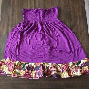 purple strapless top